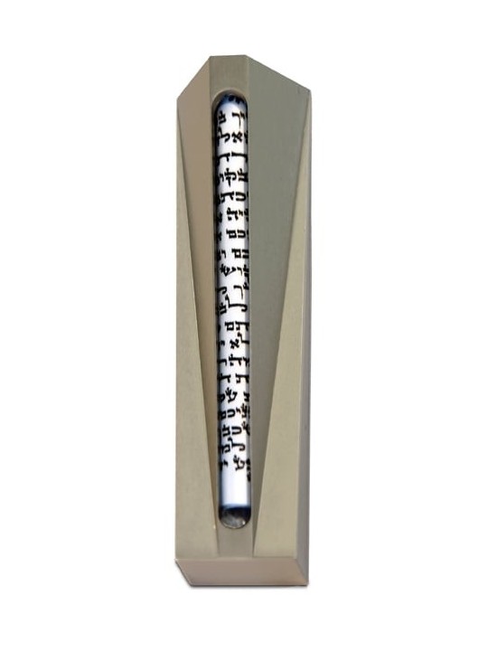 Caisse en aluminium moderne de Mezuzah avec le tube en verre, caisses d'Avi Nadav Mezuzah
