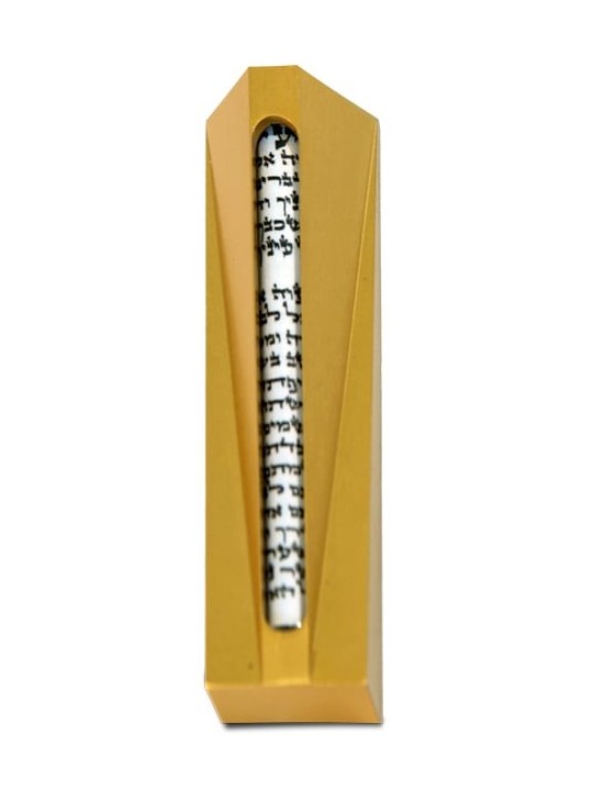 Modern Aluminum Mezuzah Case with Glass Tube , Avi Nadav Mezuzah Cases