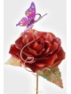 Belle une grande rose rouge en cuivre avec papillon, cadeau de mariage juif