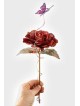 Belle une grande rose rouge en cuivre avec papillon, cadeau de mariage juif