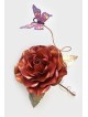 Belle une grande rose rouge en cuivre avec papillon, cadeau de mariage juif