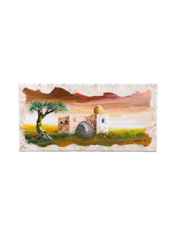 Betlehem Landscape Rustic Oil Painting and Home Dé , Tu B'Av Gifts , I