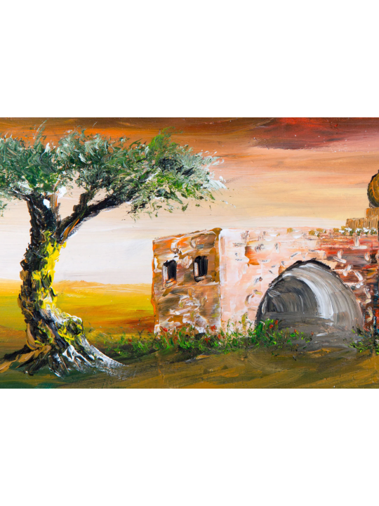 Betlehem Landscape Rustic Oil Painting and Home Dé , Tu B'Av Gifts , I