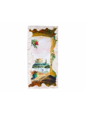 Peinture à l’huile de vue de fenêtre de Jérusalem, cadeaux de Tu B’Av, Judaica israélien