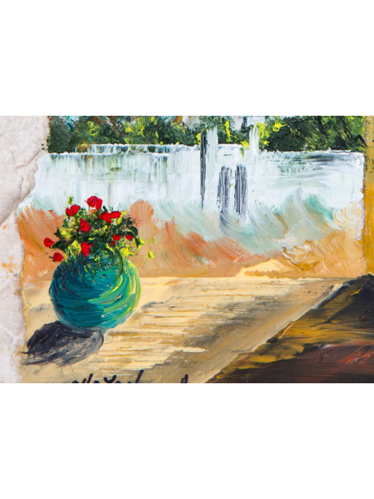 Jerusalem Window View Oil Painting , Tu B'Av Gifts , Israeli Judaica