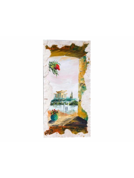 Peinture à l’huile de vue de fenêtre de Jérusalem, cadeaux de Tu B’Av, Judaica israélien