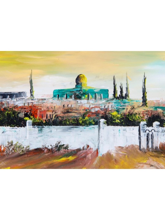 Vue du Mont du Temple Peinture sur pierre de Jérusalem , Cadeaux de Tu BeAv , Isr
