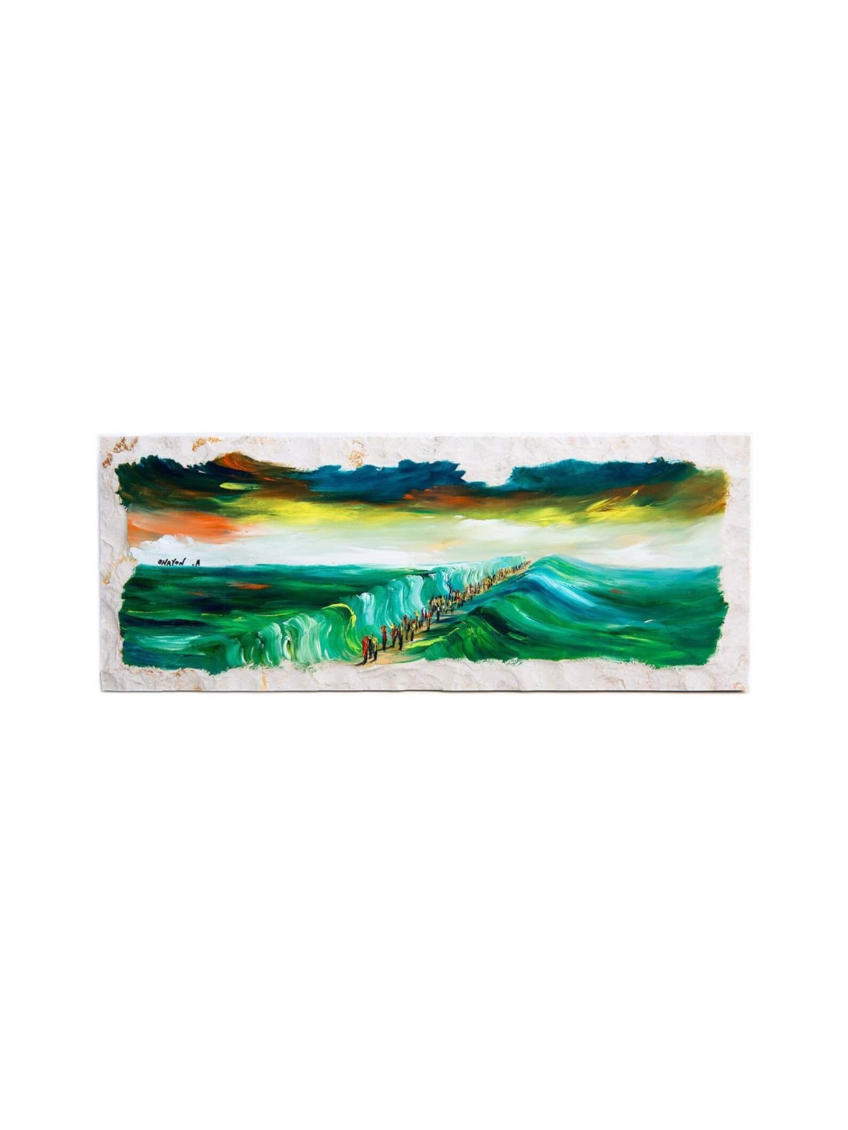 Séparation de la peinture de la mer Rouge sur la pierre de Jérusalem, peintures de l'Exode