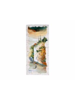 Juif hassidique priant la peinture à l'huile du mur occidental, cadeaux de Tu B'Av, Israël
