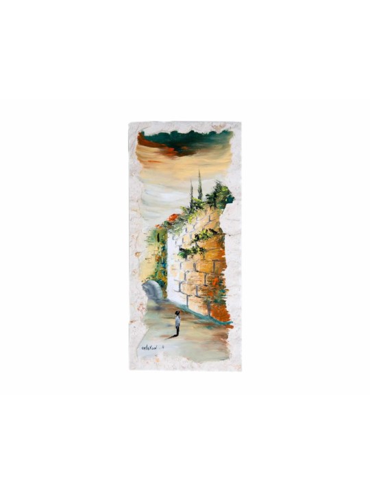 Juif hassidique priant la peinture à l'huile du mur occidental, cadeaux de Tu B'Av, Israël