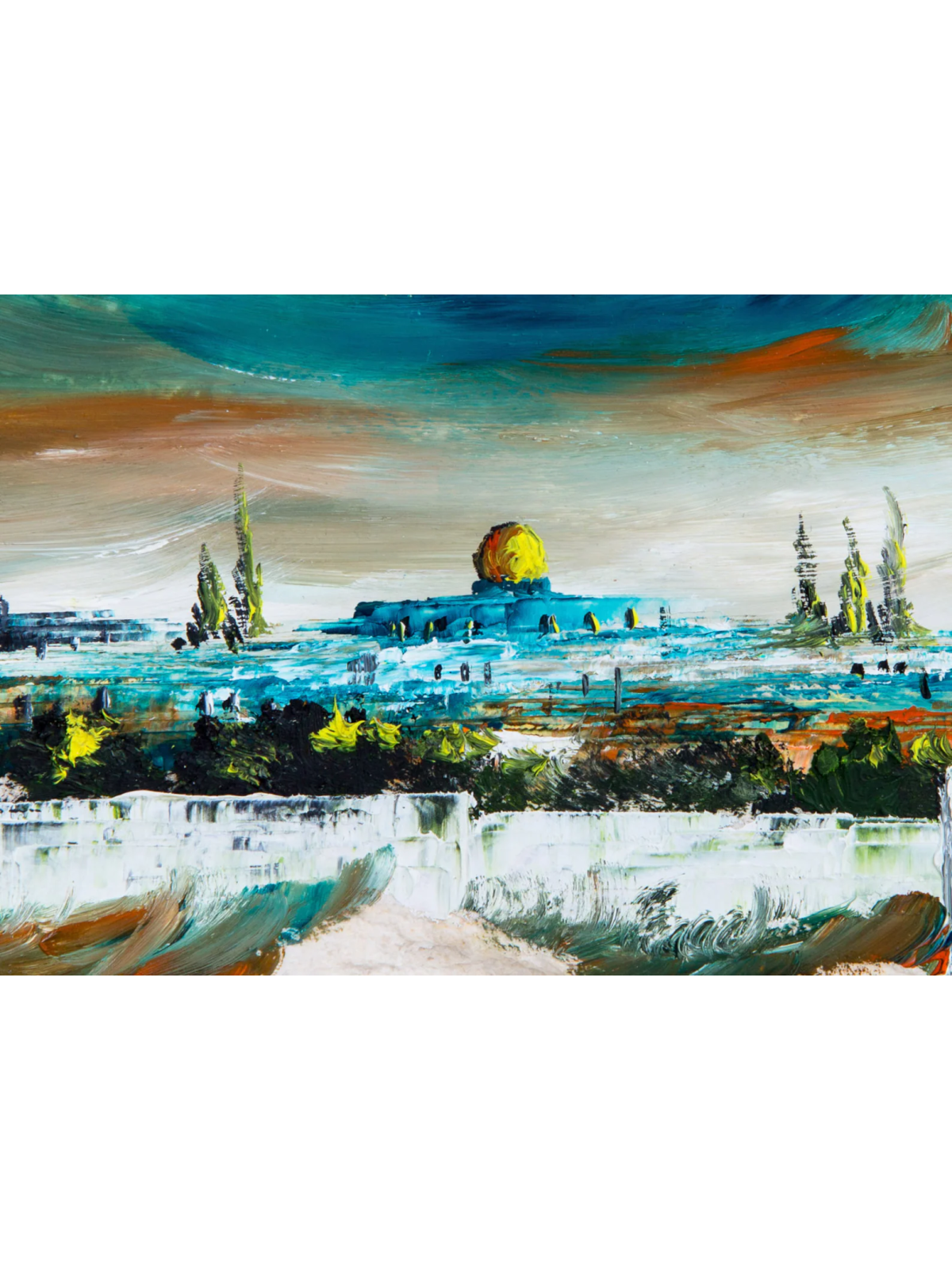 Peinture à l’huile de vue de vieille ville de Jérusalem, cadeaux de Tu B’Av, Judaica israélienne