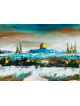 Jerusalem Old City View Oil Painting , Tu B'Av Gifts , Israeli Judaica