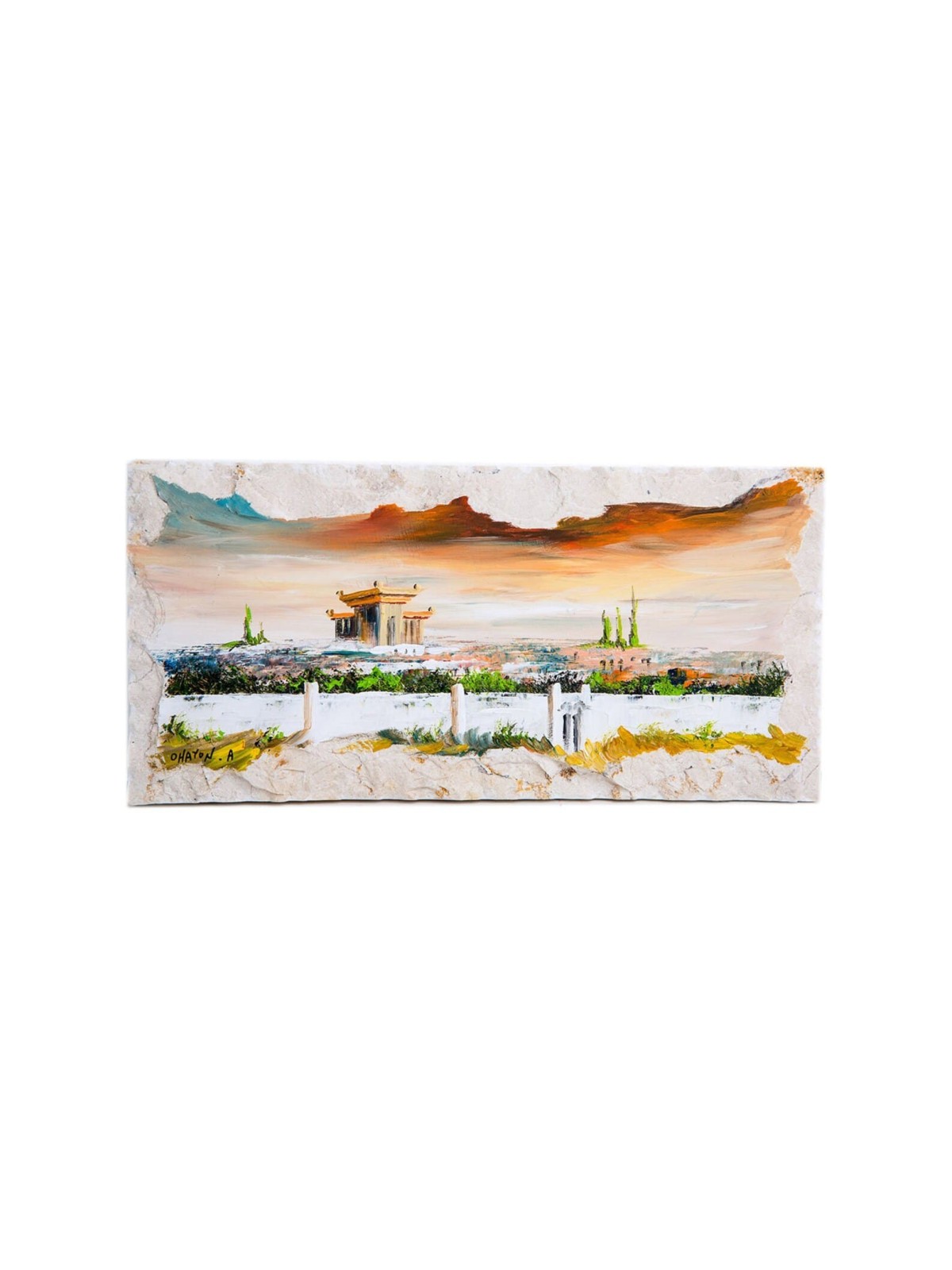 Peinture à l'huile de paysage de mont du Temple de Jérusalem, cadeaux de Tu B'Av, Israël
