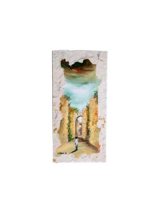 Jerusalem Old City Landscape Hasidic Jew Oil Paint , Tu B'Av Gifts , I