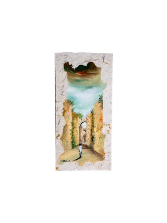 Peinture à l'huile de juif hassidique de paysage de vieille ville de Jérusalem, cadeaux de Tu B'Av, I