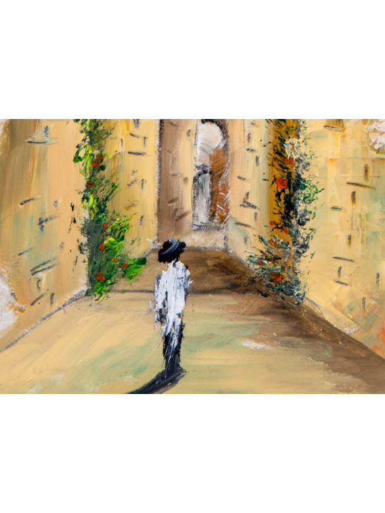 Jerusalem Old City Landscape Hasidic Jew Oil Paint , Tu B'Av Gifts , I