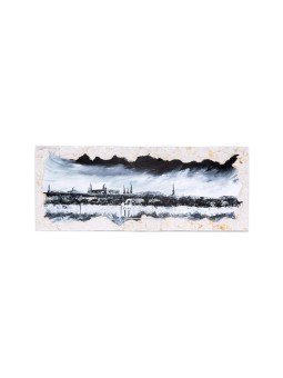 Peinture à l’huile noir et blanc de Jérusalem, cadeaux Tu B’Av, Judaï israélien