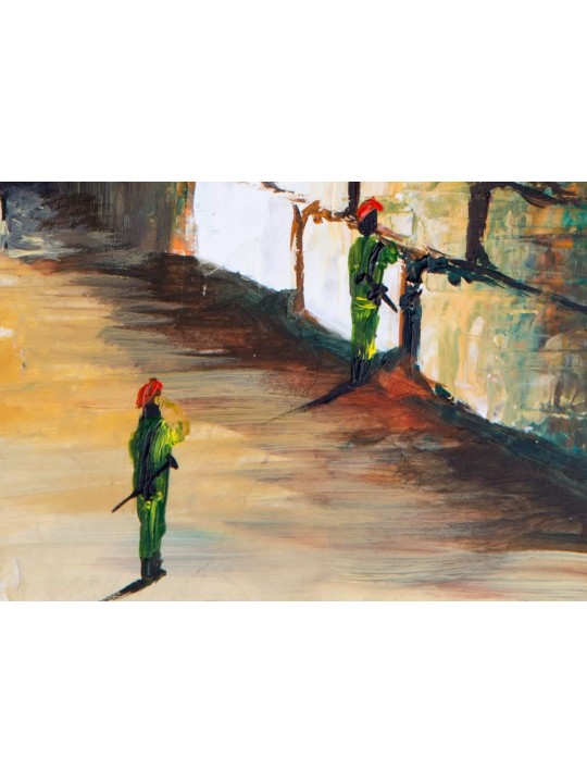 Soldat priant dans la peinture à l'huile du Mur occidental, cadeaux de Tu B'Av, Isr
