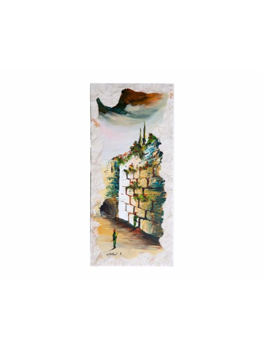 Soldat priant dans la peinture à l'huile du Mur occidental, cadeaux de Tu B'Av, Isr