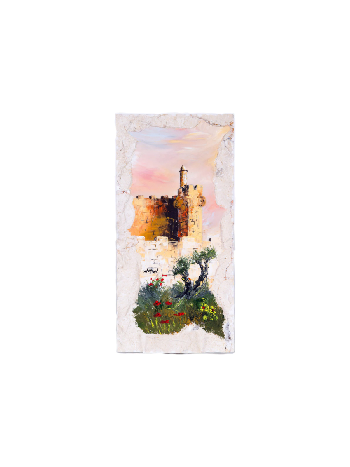 Peinture à l'huile de la Tour de David, cadeaux de Tu B'Av, Judaica israélienne