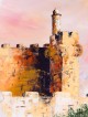 Peinture à l'huile de la Tour de David, cadeaux de Tu B'Av, Judaica israélienne
