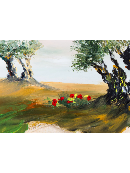 Mount of Olives Jerusalem Oil Painting , Tu B'Av Gifts , Israeli Judai
