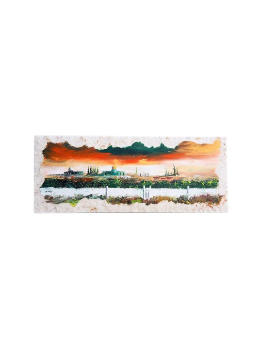 Temple Mount Stunning Jerusalem Oil Painting , Tu B'Av Gifts , Israeli