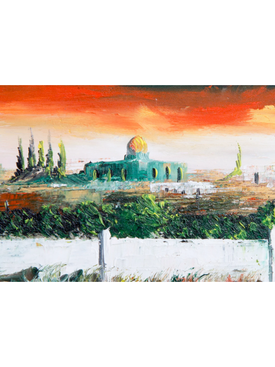 Temple Mount Stunning Jerusalem Oil Painting , Tu B'Av Gifts , Israeli