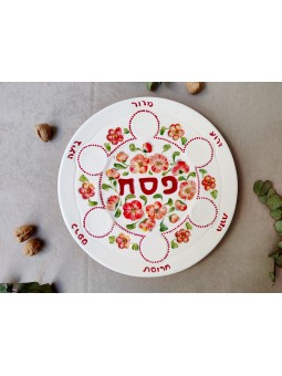 Belle céramique de plaque de Seder de cercle, cadeaux de Pâque, Judaï israélien
