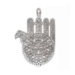 Silver Plated Wall Hamsa based on Morocco Synagogue L... | Metal Hamsa