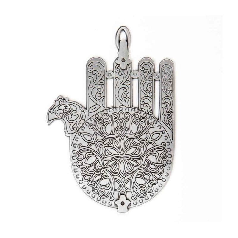 Silver Plated Wall Hamsa based on Morocco Synagogue L... | Metal Hamsa