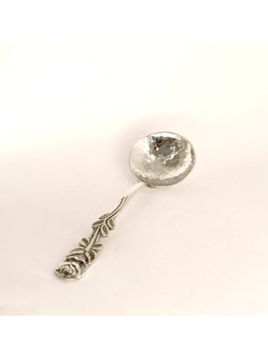 Custom Sterling Silver Hammered Rose Spoon , Birth &amp; Brit Mila , I