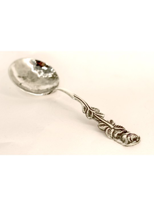 Cuillère rose martelée en argent sterling personnalisée, naissance et Brit Mila, I