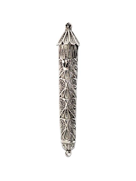 Étui Mezuzah argenté avec filigrane fait à la main, étuis Avi Nadav Mezuzah,