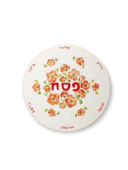 Extra Large Flowers Circle Seder Plate , Passover Gifts , Israeli Juda