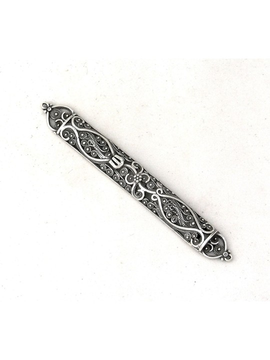 Ornements complexes Étui Mezuzah en argent, cadeaux Tu B'Av, Juda israélien