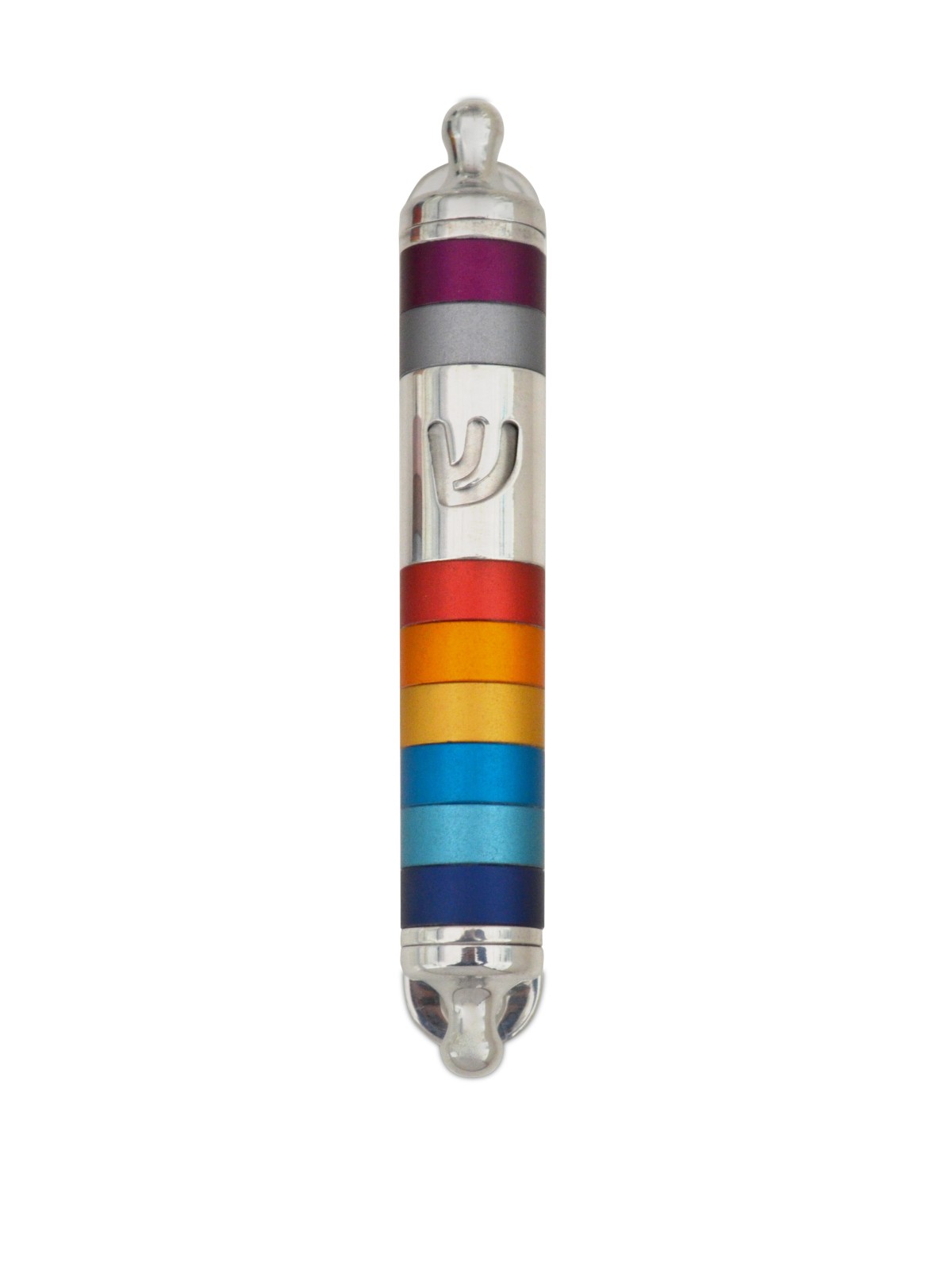 Colorful Round Mezuzah Case Made of Aluminum , Avi Nadav Mezuzah Cases