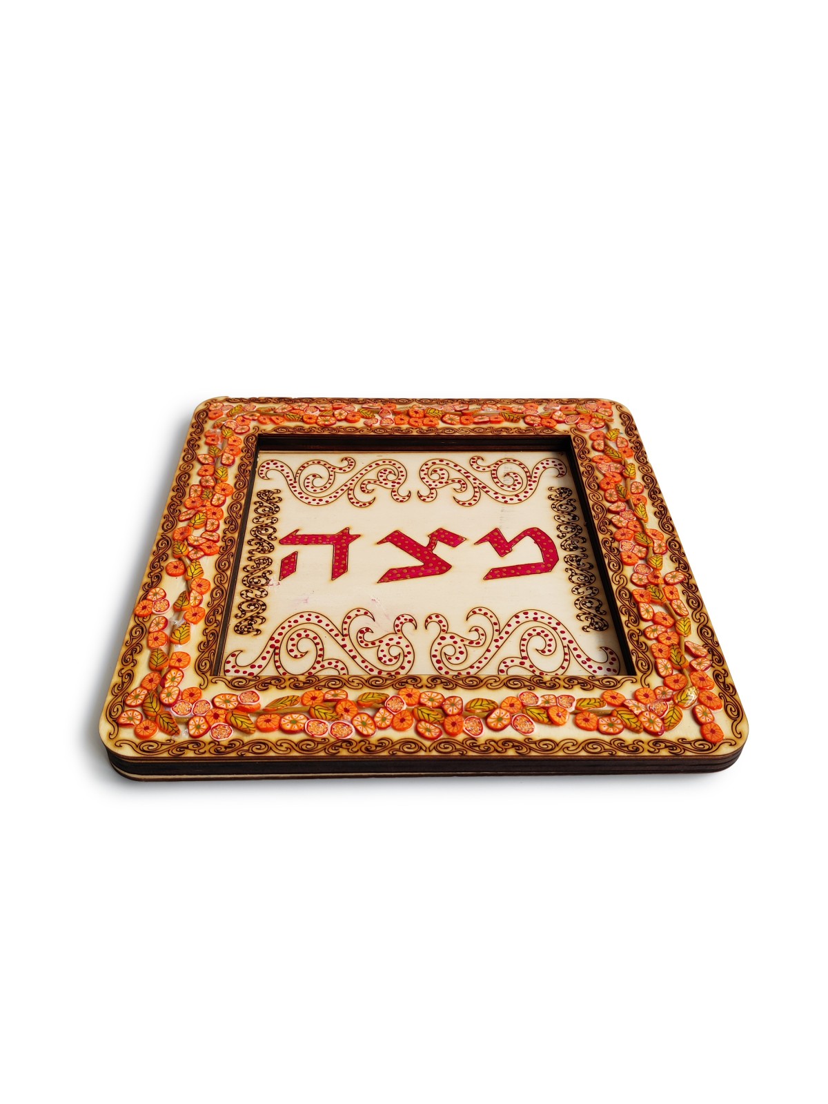Plateau Matzah à fleurs carrées pour Pâque, cadeaux Tu B'Av, Juda israélien