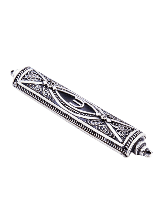 Mezuzah en argent élégante et élégante inspirée de la nature, cadeaux Tu B'Av, I