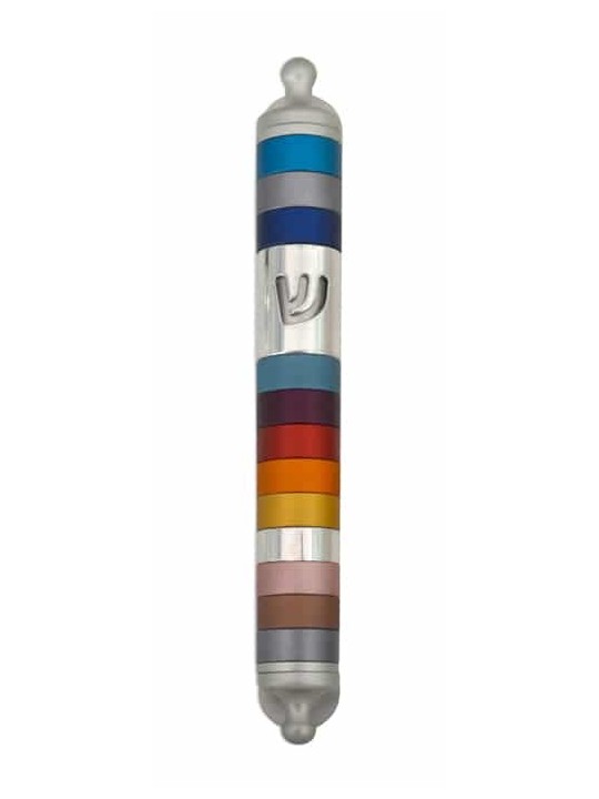 Multi Colored Anodized Aluminum Mezuzah , Large Mezuzahs , Israeli Jud