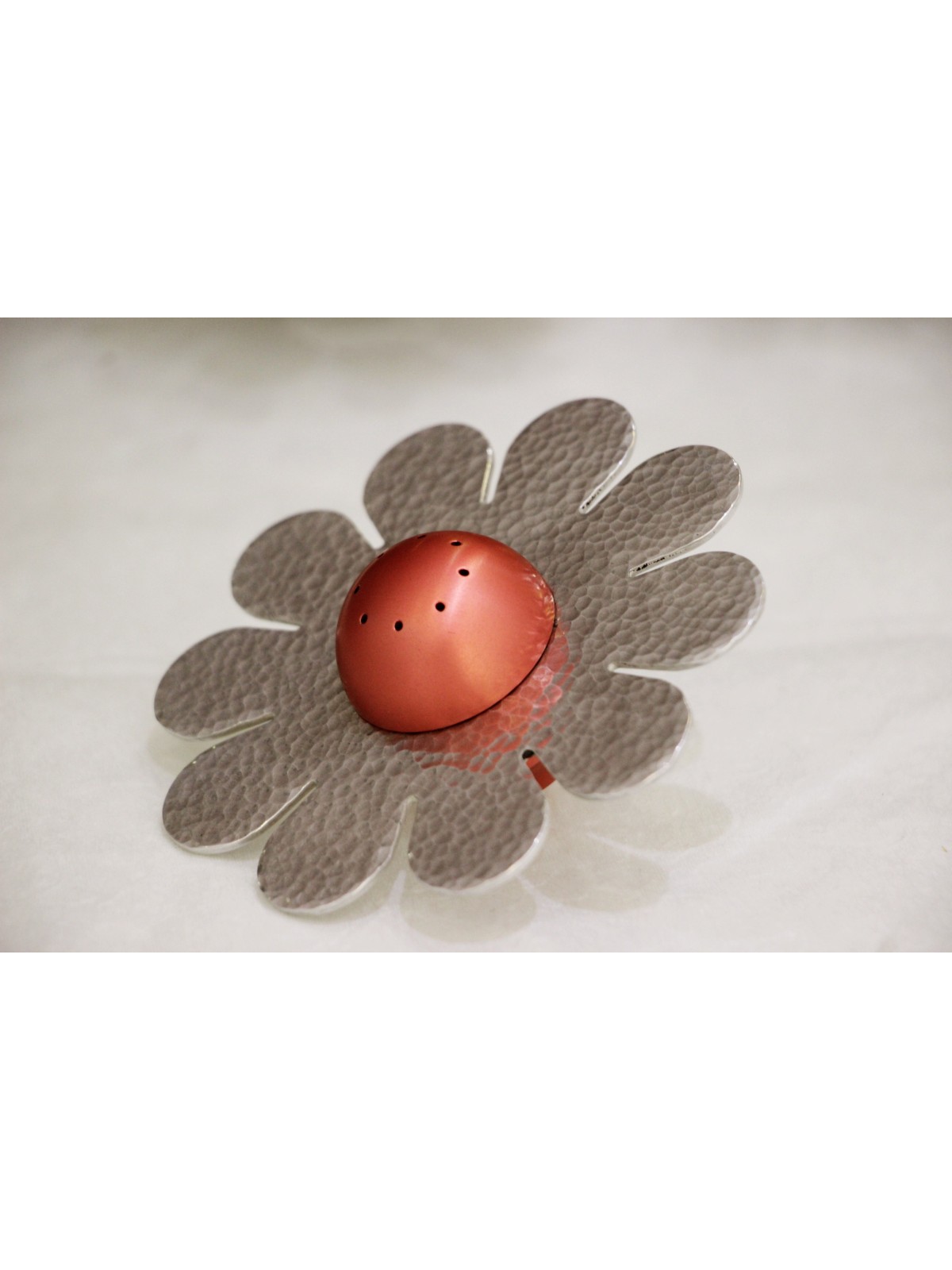 Breathtaking Hammered Floral Salt Shaker , Jewish Housewarming , Israe
