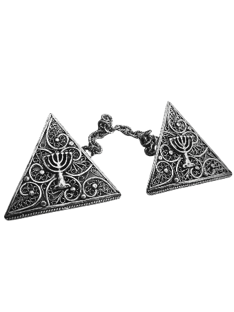 Yemenite Filigree Triangle Menorah Silver Tallit C , Passover Gifts ,