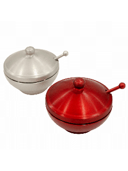 Pot à miel en aluminium avec assiette et cuillère, plats à miel en aluminium, est
