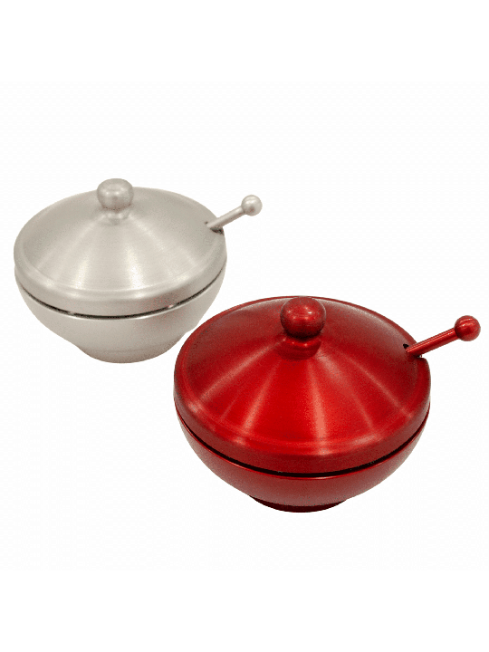 Pot à miel en aluminium avec assiette et cuillère, plats à miel en aluminium, est