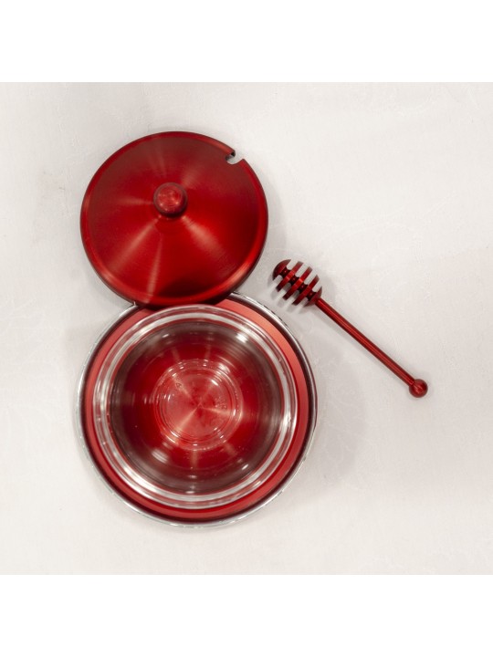 Pot à miel en aluminium avec assiette et cuillère, plats à miel en aluminium, est