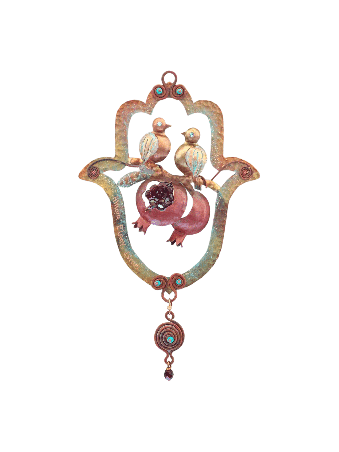 Hamsa romantique délicate avec de petits oiseaux doux et un cadeau de mariage juif