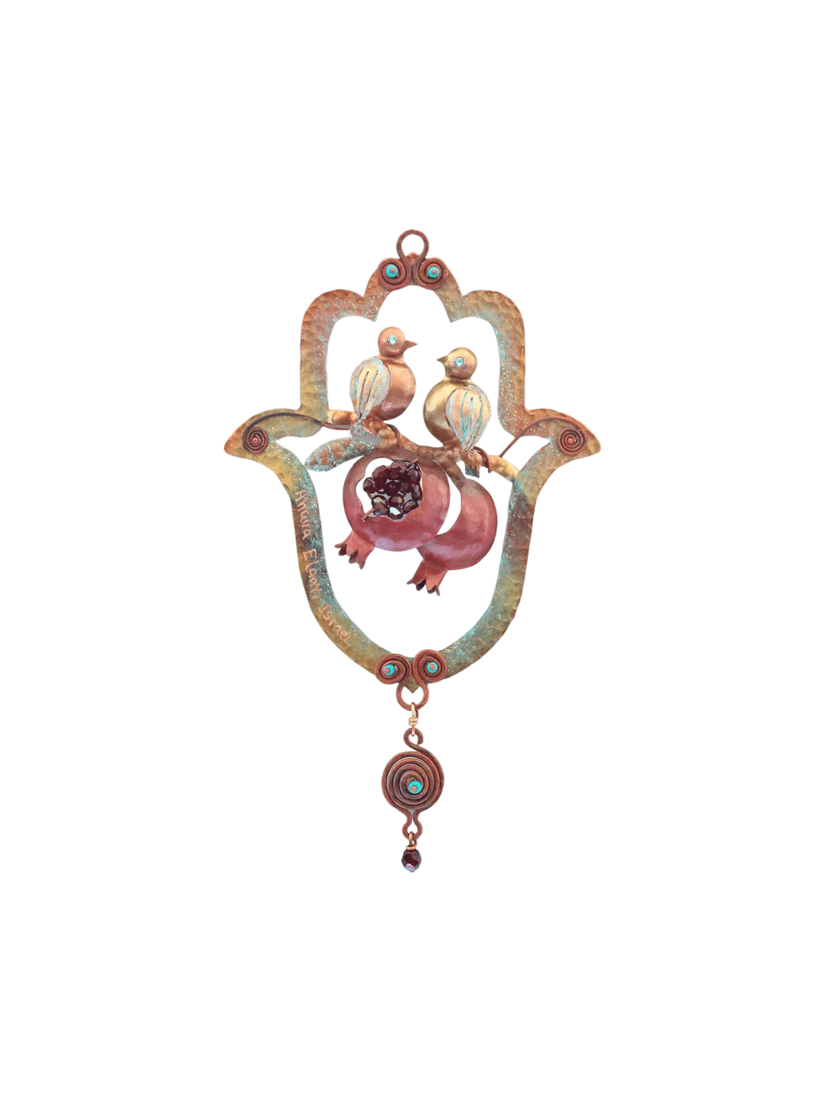 Hamsa romantique délicate avec de petits oiseaux doux et un cadeau de mariage juif