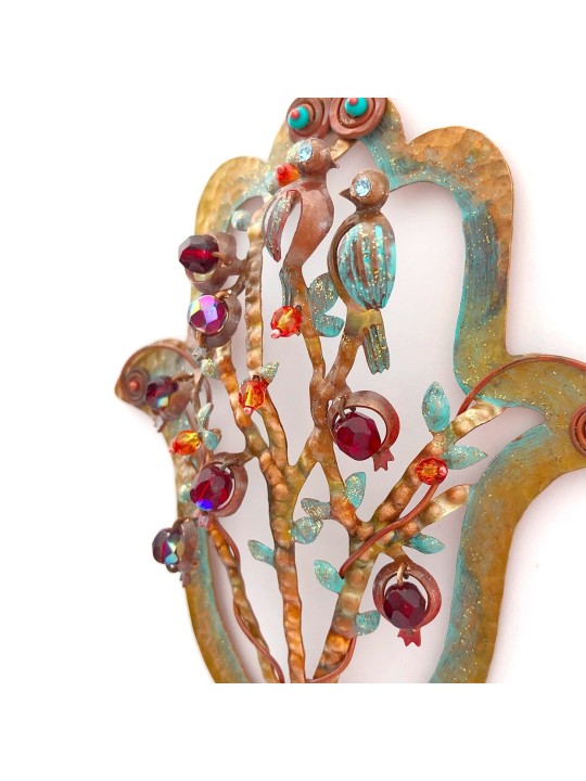 Stunning Detailed Copper Lucky Hand With Tree, Bir , Jewish Wedding Gi