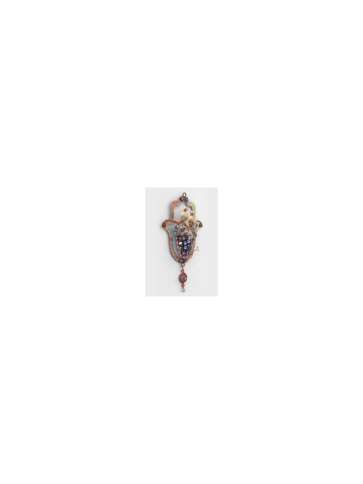 One-of-a-Kind Copper Hamsa - Love Birds On a Grape , Jewish Wedding Gi