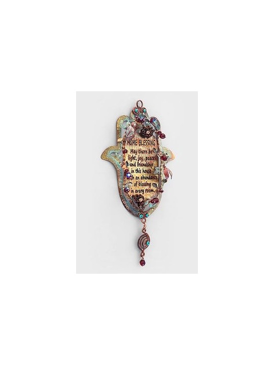 Beautiful Floral Copper Lucky Hand Home Blessing , Hamsa Wall Art , Is
